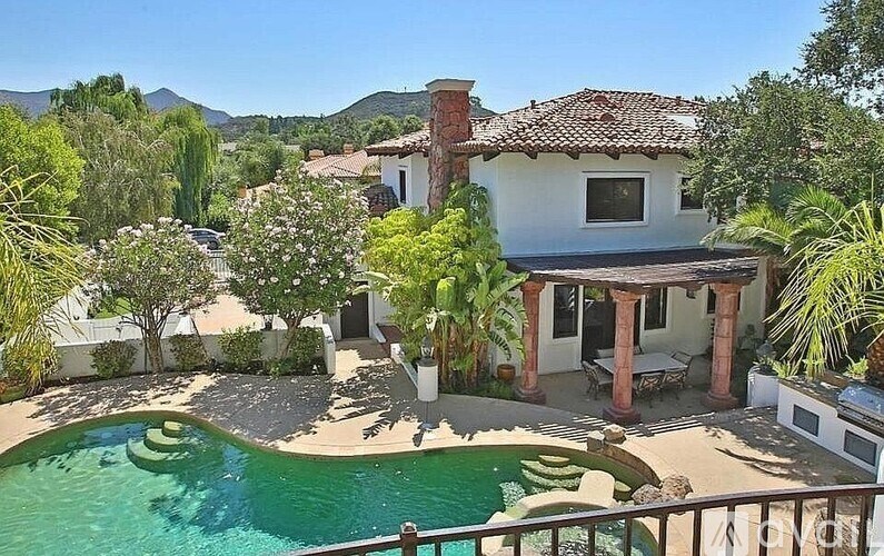 A house with a pool in the backyard.
