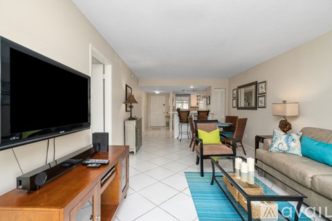A living room with a television and a sofa.