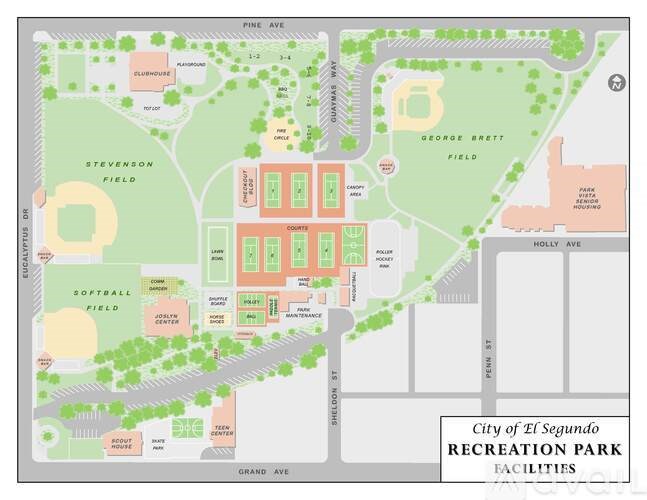 A map of the City of El Segundo Recreation Park Facilities.