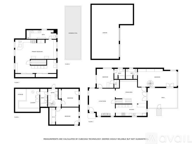 A set of four floor plans for a residential building.