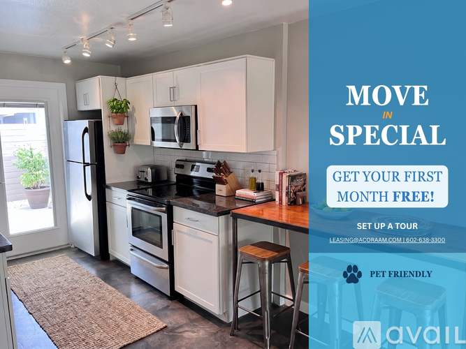 A kitchen with a special move in offer.