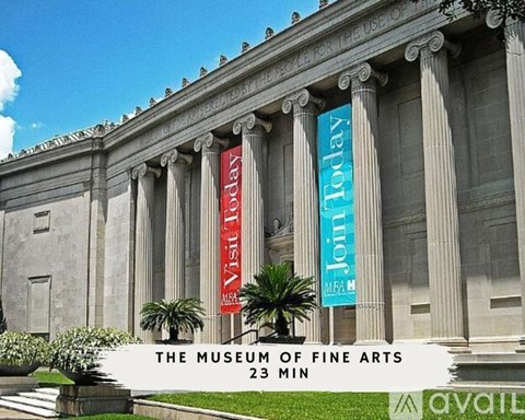 The Museum of Fine Arts is a 23-minute drive away.