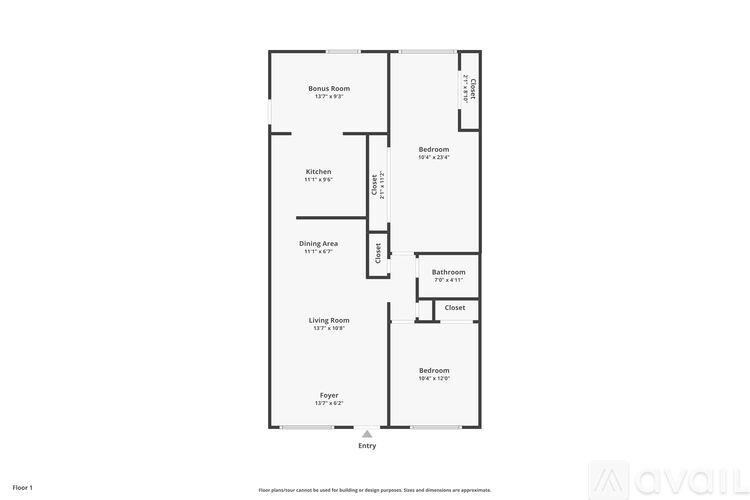 A floor plan of a house with rooms labeled such as "Kitchen" and "Bathroom".
