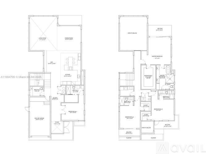 Two floor plans for a property with the text "AVAILABLE" at the bottom.