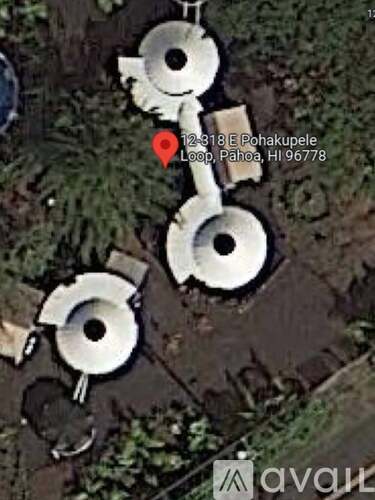 A satellite image shows a location marked with a red pin at 12318 E Pohakulele, located in Loa, Pahoa, HI 96778.