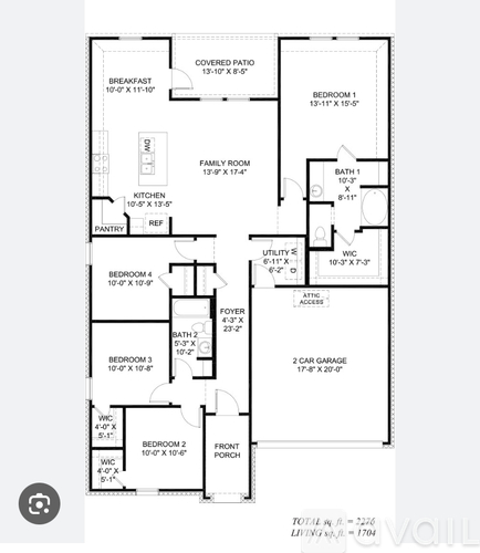 A floor plan of a house with a total living area of 170 square feet and a covered patio of 85 square feet.