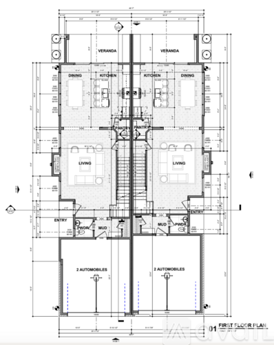 A detailed first floor plan of a building with labeled rooms and features.