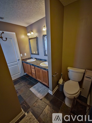 A bathroom with brown walls and a white toilet.