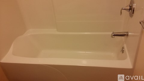 A white bathtub with a silver faucet and handle.