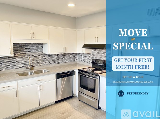 A kitchen with a special move in offer.