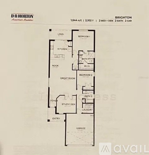 A floor plan for a 2 bedroom, 2 bathroom apartment.