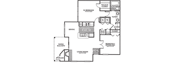 Floor Plan B1 at Poplar Place Apartments in Carrboro, North Carolina, NC