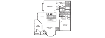 Floor Plan B2 at Poplar Place Apartments in Carrboro, North Carolina, NC