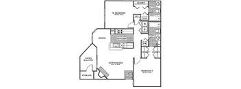 Floor Plan B3 at Poplar Place Apartments in Carrboro, North Carolina, NC