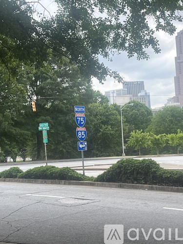 A street sign for North 75 and 85 is shown.