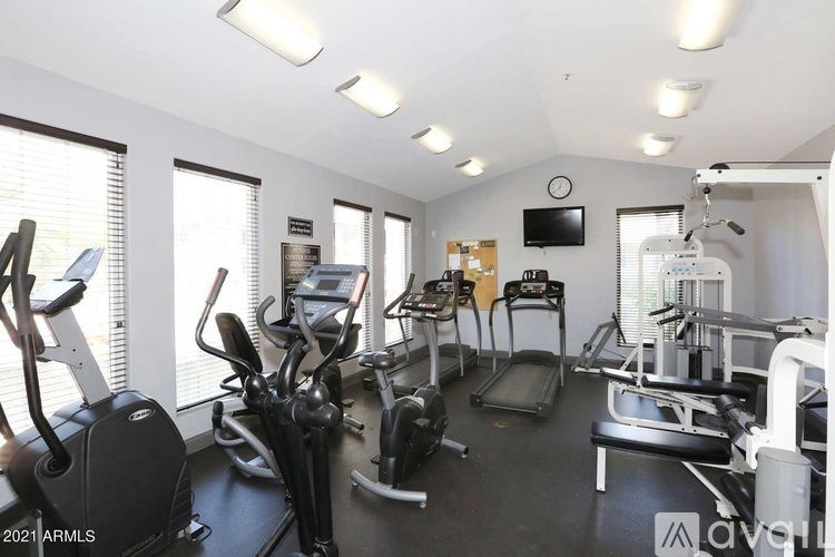 A well-equipped gym with treadmills, elliptical machines, and other exercise equipment.