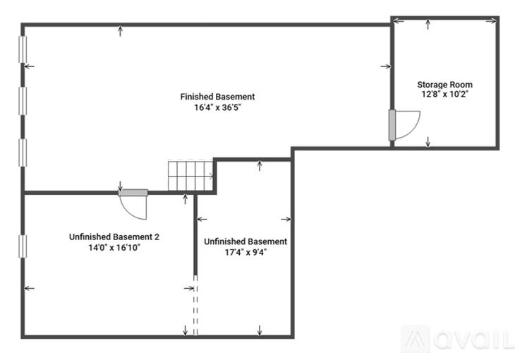 A floor plan shows a finished basement sized at 16 by 36 inches, and two unfinished basements, one sized at 140 by 1610 and the other at 174