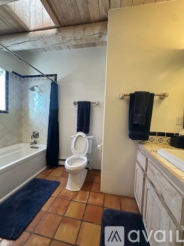 A bathroom with a toilet, sink, and shower.