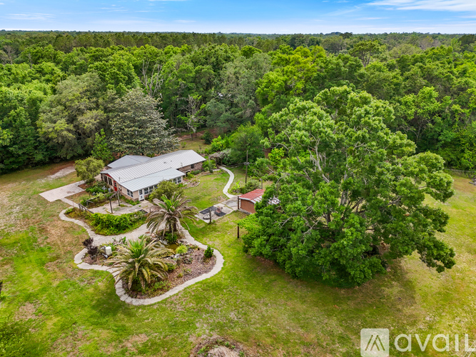 A house surrounded by greenery and trees.