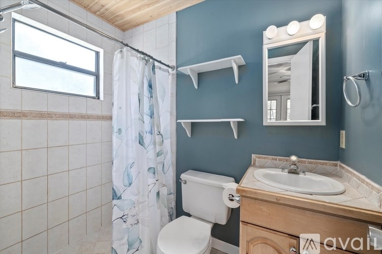 A bathroom with a toilet, sink, and shower.