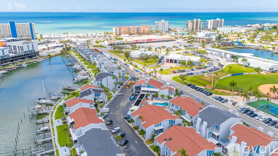 A coastal city with a mix of residential and commercial buildings.