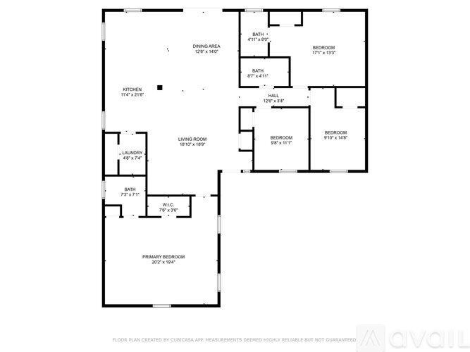 A floor plan for a home with a living room, dining area, and three bedrooms.