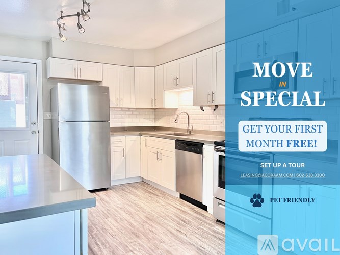 A kitchen with a special move in offer.