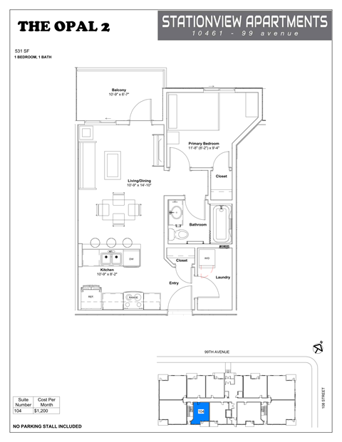 A floor plan for a 10461 - 99 avenue apartment.