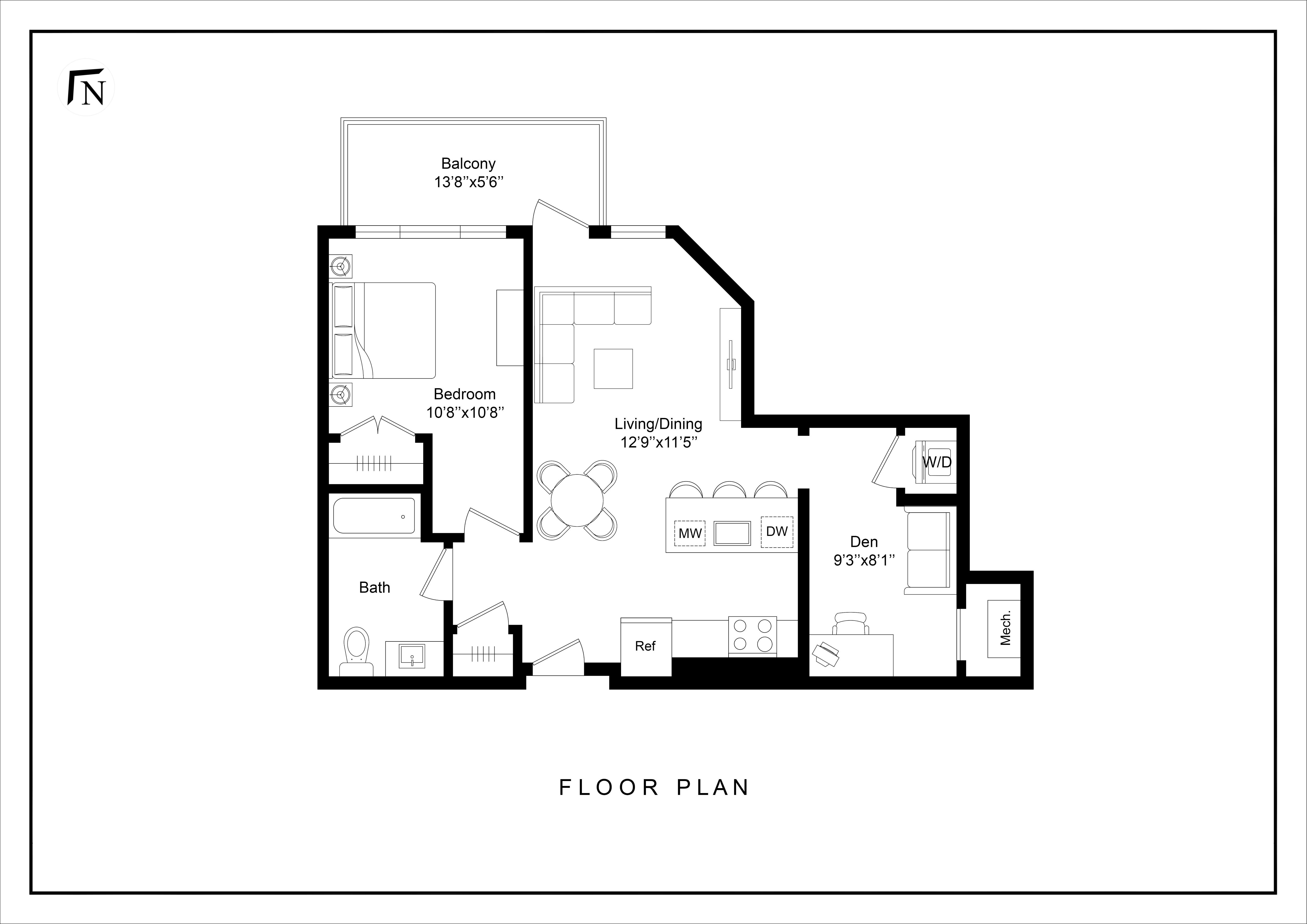 1 Bed/1 Bath Den-A-04A.1