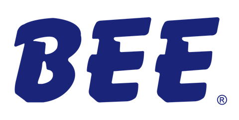 The image features the word "BEE" in blue letters.