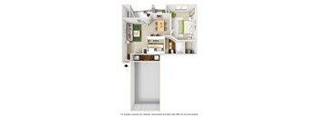 Floor Plan A3 (3D) at La Costa Apartments in Plano, Texas, TX