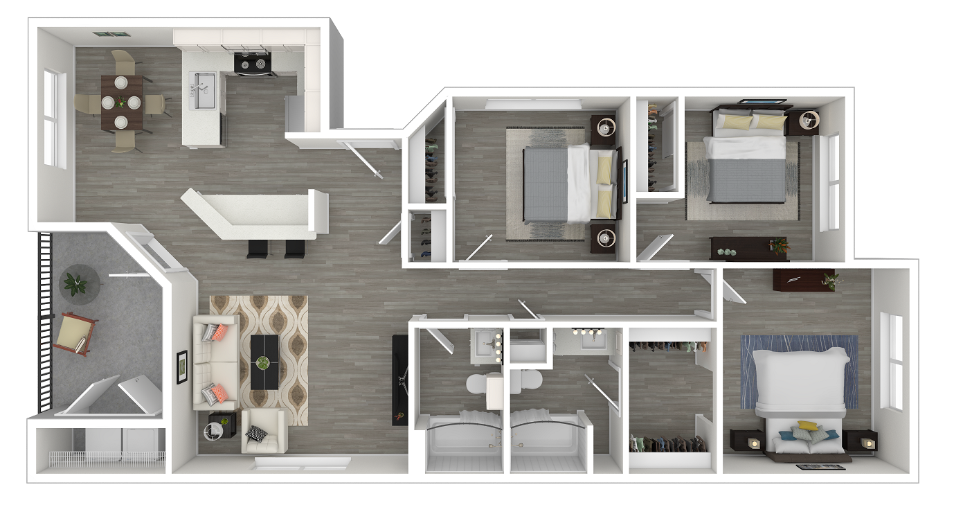 3D Motclaire floor plan at The Legacy Apartments, Antelope, 95843