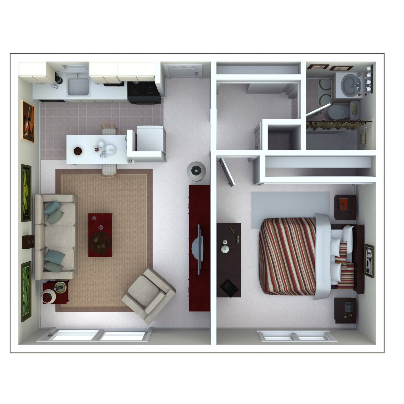 1 Bedroom, 1 Bathroom Floor Plan at Renaissance Park Apartments, Davis, CA
