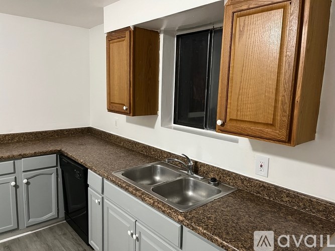A kitchen with a sink and cabinets.