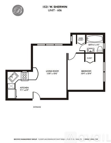 A black and white image of a floor plan for a 606 unit apartment.