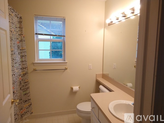A bathroom with a toilet, sink, and window.