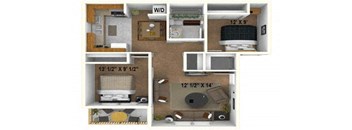 2 Bedroom, 1 Bathroom Floor Plan, 765 Sq.Ft