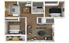 2 Bedroom, 1 Bathroom Floor Plan 2 Bedroom, 1 Bathroom Floor Plan, 765 Sq.Ft