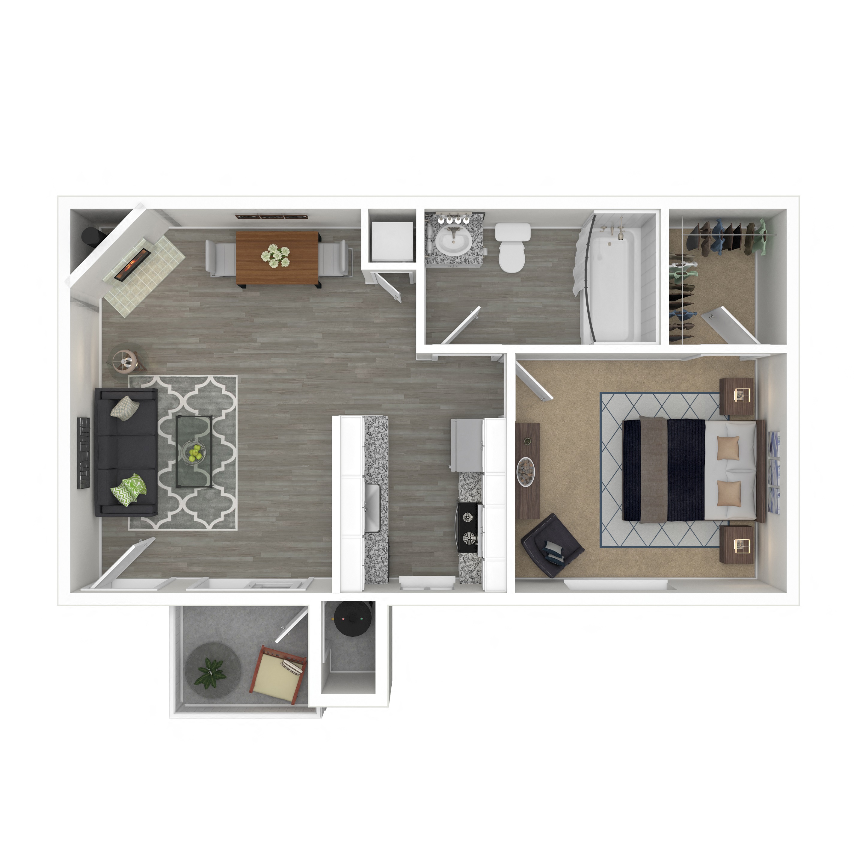 1 Bedroom, 1 Bathroom Floor Plan A at Monte Bello Apartments, Sacramento