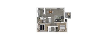 2 Bedroom, 2 Bathroom Floor Plan at Monte Bello Apartments, California, 95826
