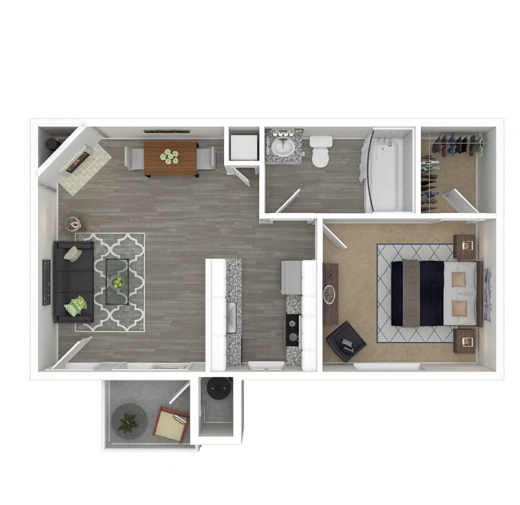 1 Bedroom, 1 Bathroom Floor Plan at Monte Bello Apartments, Sacramento, California