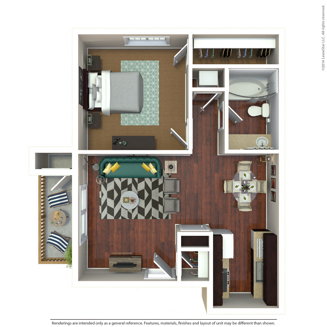 1 Bedroom , 1 Bathroom Floor Plan