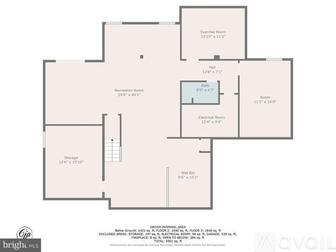 A floor plan of a house with a Recreation Room, Exercise Room, Hall, Electrical Room, Storage, and Wet Bar.