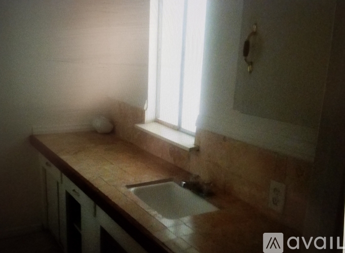 A kitchen with a sink and a window.
