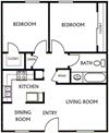 2 Bedroom, 1 Bathroom Floor Plan 2 Bedroom, 1 Bathroom Floor Plan