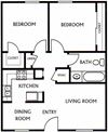 1 Bedroom, 1 Bathroom Floor Plan 1 Bedroom, 1 Bathroom Floor Plan