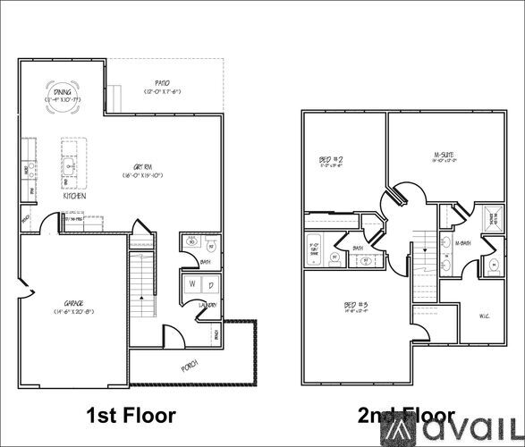 A black and white image of a floor plan for a two-story building.