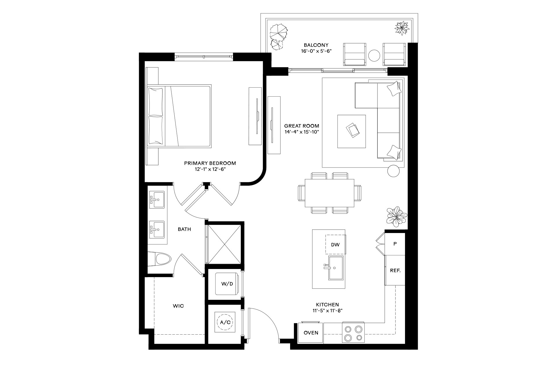 1 Bed/1 Bath-A1