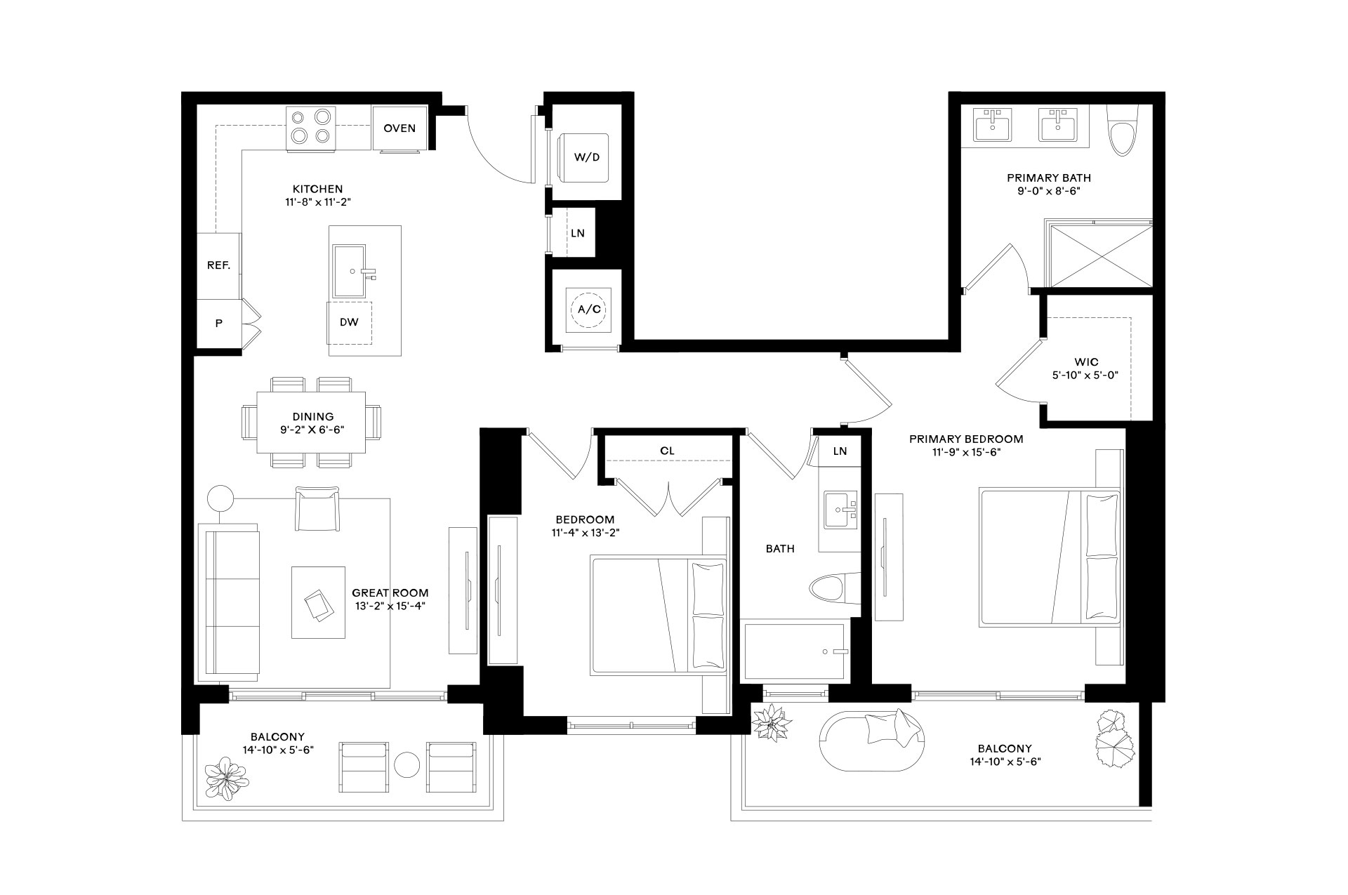 2 Bed/2 Bath-B1