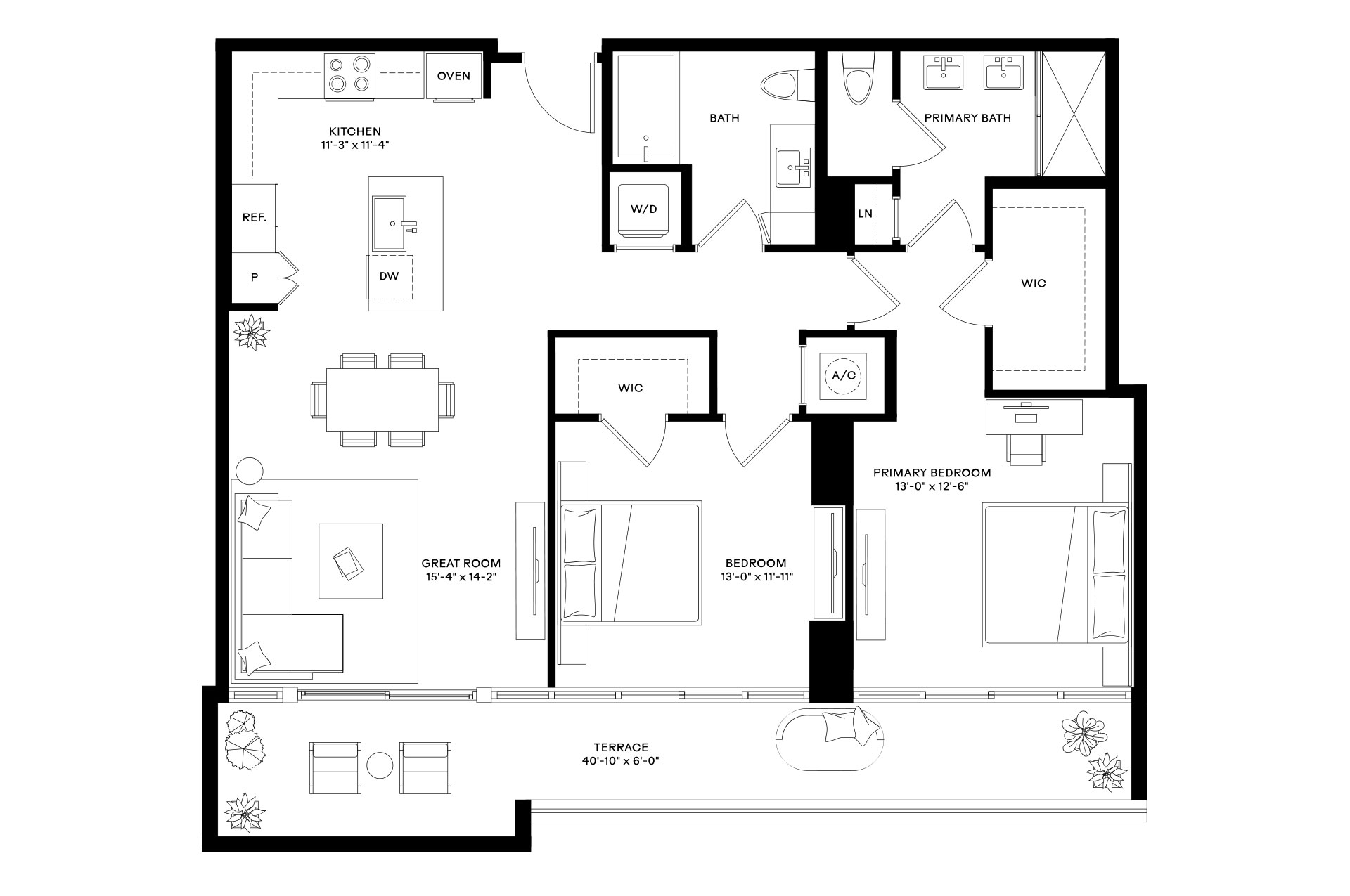 2 Bed/2 Bath-B2b